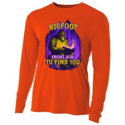 Bigfoot Knows How To Find You Loves To Read Cool Gift Cooling Performance Long Sleeve Crew