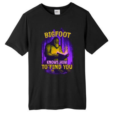 Bigfoot Knows How To Find You Loves To Read Cool Gift Tall Fusion ChromaSoft Performance T-Shirt