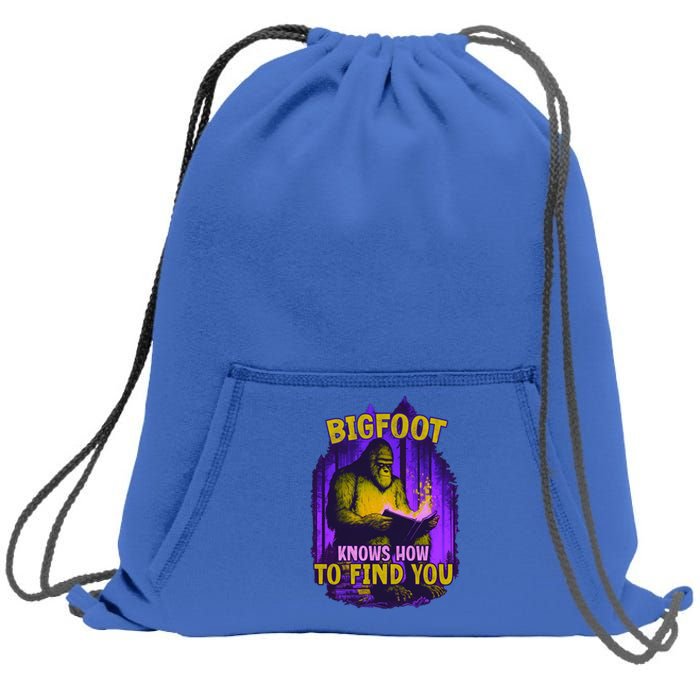 Bigfoot Knows How To Find You Loves To Read Cool Gift Sweatshirt Cinch Pack Bag