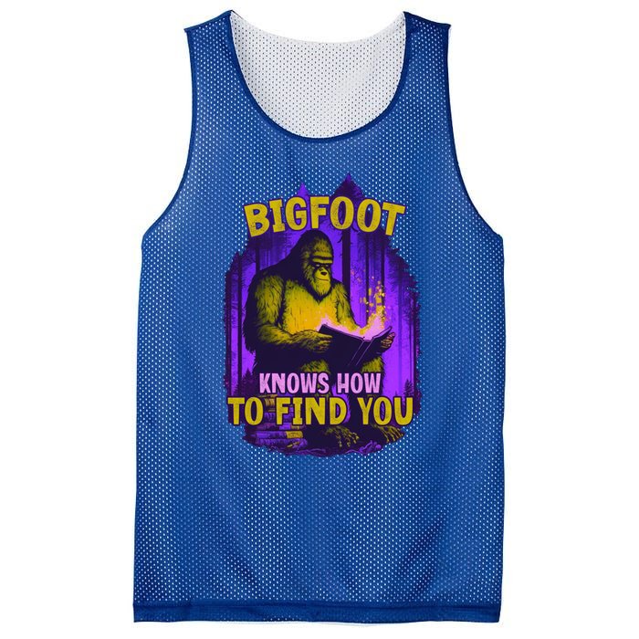 Bigfoot Knows How To Find You Loves To Read Cool Gift Mesh Reversible Basketball Jersey Tank