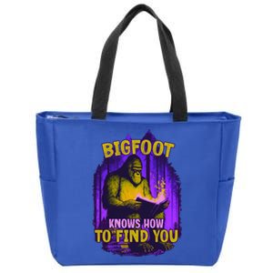 Bigfoot Knows How To Find You Loves To Read Cool Gift Zip Tote Bag