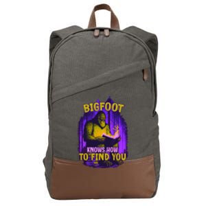 Bigfoot Knows How To Find You Loves To Read Cool Gift Cotton Canvas Backpack