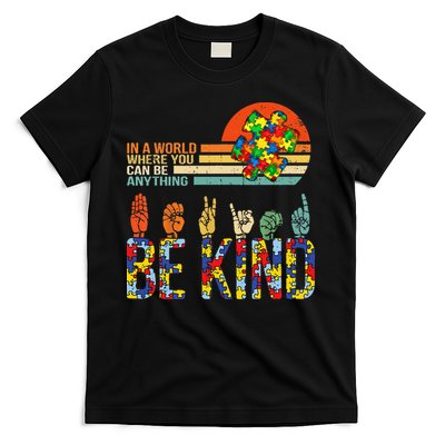 Be Kind Hand Sign Language ASL Puzzle Autism T-Shirt