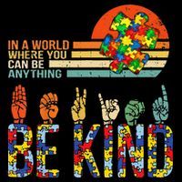 Be Kind Hand Sign Language ASL Puzzle Autism Button