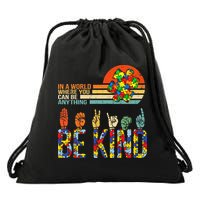 Be Kind Hand Sign Language ASL Puzzle Autism Drawstring Bag
