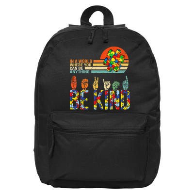 Be Kind Hand Sign Language ASL Puzzle Autism 16 in Basic Backpack