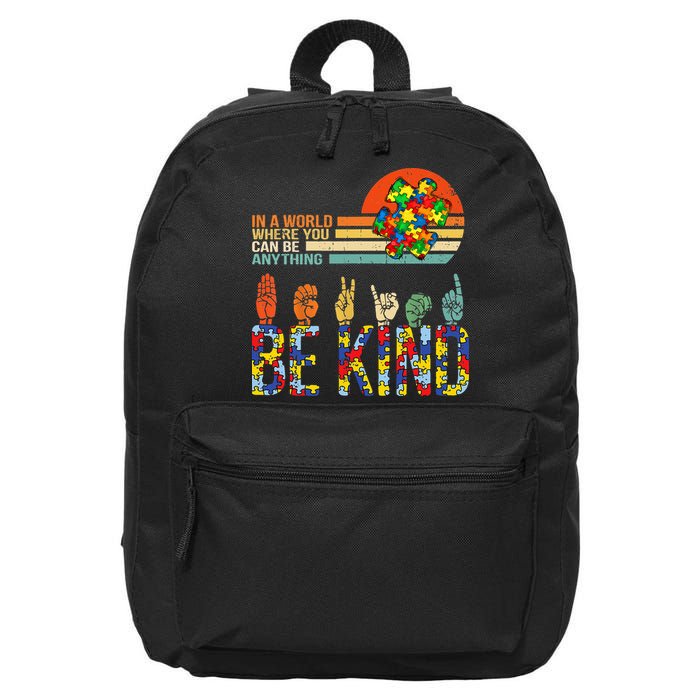 Be Kind Hand Sign Language ASL Puzzle Autism 16 in Basic Backpack