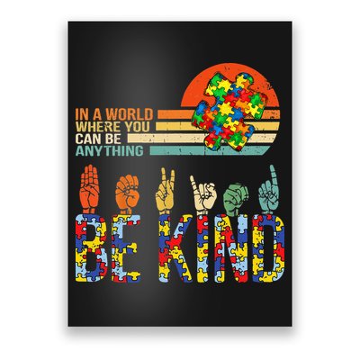 Be Kind Hand Sign Language ASL Puzzle Autism Poster