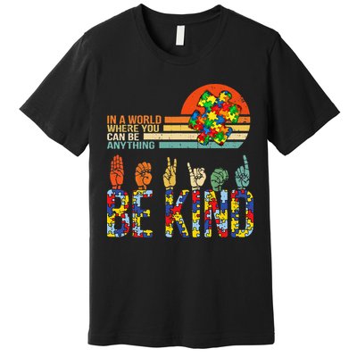 Be Kind Hand Sign Language ASL Puzzle Autism Premium T-Shirt