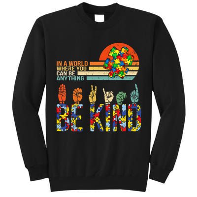 Be Kind Hand Sign Language ASL Puzzle Autism Tall Sweatshirt