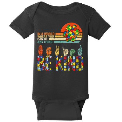 Be Kind Hand Sign Language ASL Puzzle Autism Baby Bodysuit
