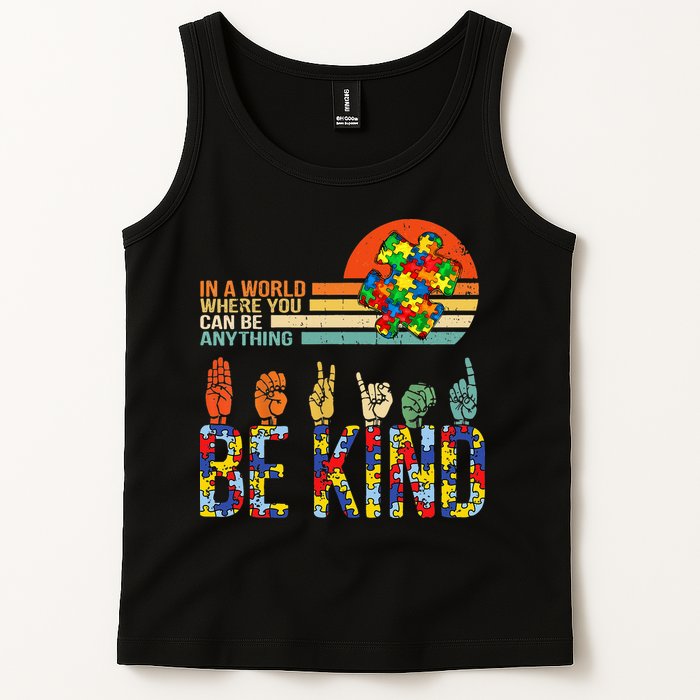 Be Kind Hand Sign Language ASL Puzzle Autism Tank Top
