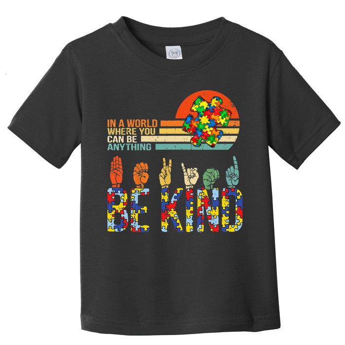 Be Kind Hand Sign Language ASL Puzzle Autism Toddler T-Shirt