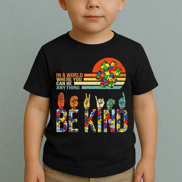 Be Kind Hand Sign Language ASL Puzzle Autism Toddler T-Shirt