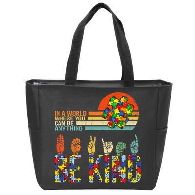 Be Kind Hand Sign Language ASL Puzzle Autism Zip Tote Bag