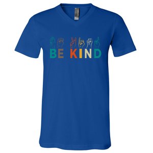 Be Kind Hand Sign Language Interpreters Gift For Teachers Gift V-Neck T-Shirt