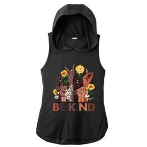 Be Kind Hand Sign Language Teachers Melanin Interpreter Asl Gift Ladies PosiCharge Tri-Blend Wicking Draft Hoodie Tank