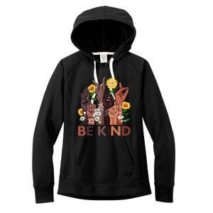 Be Kind Hand Sign Language Teachers Melanin Interpreter Asl Gift Women's Fleece Hoodie