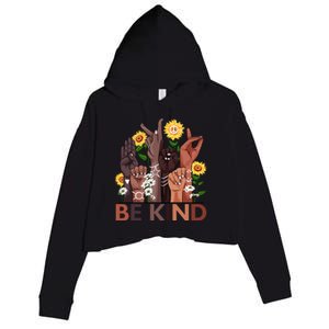 Be Kind Hand Sign Language Teachers Melanin Interpreter Asl Gift Crop Fleece Hoodie