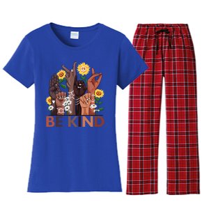 Be Kind Hand Sign Language Teachers Melanin Interpreter Asl Gift Women's Flannel Pajama Set