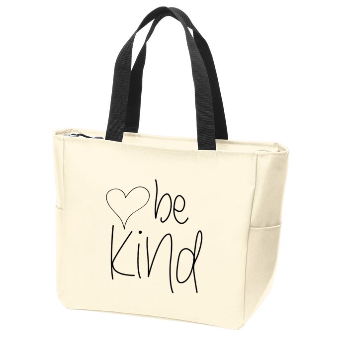 Be Kind Heart Love Blessed Grateful Zip Tote Bag