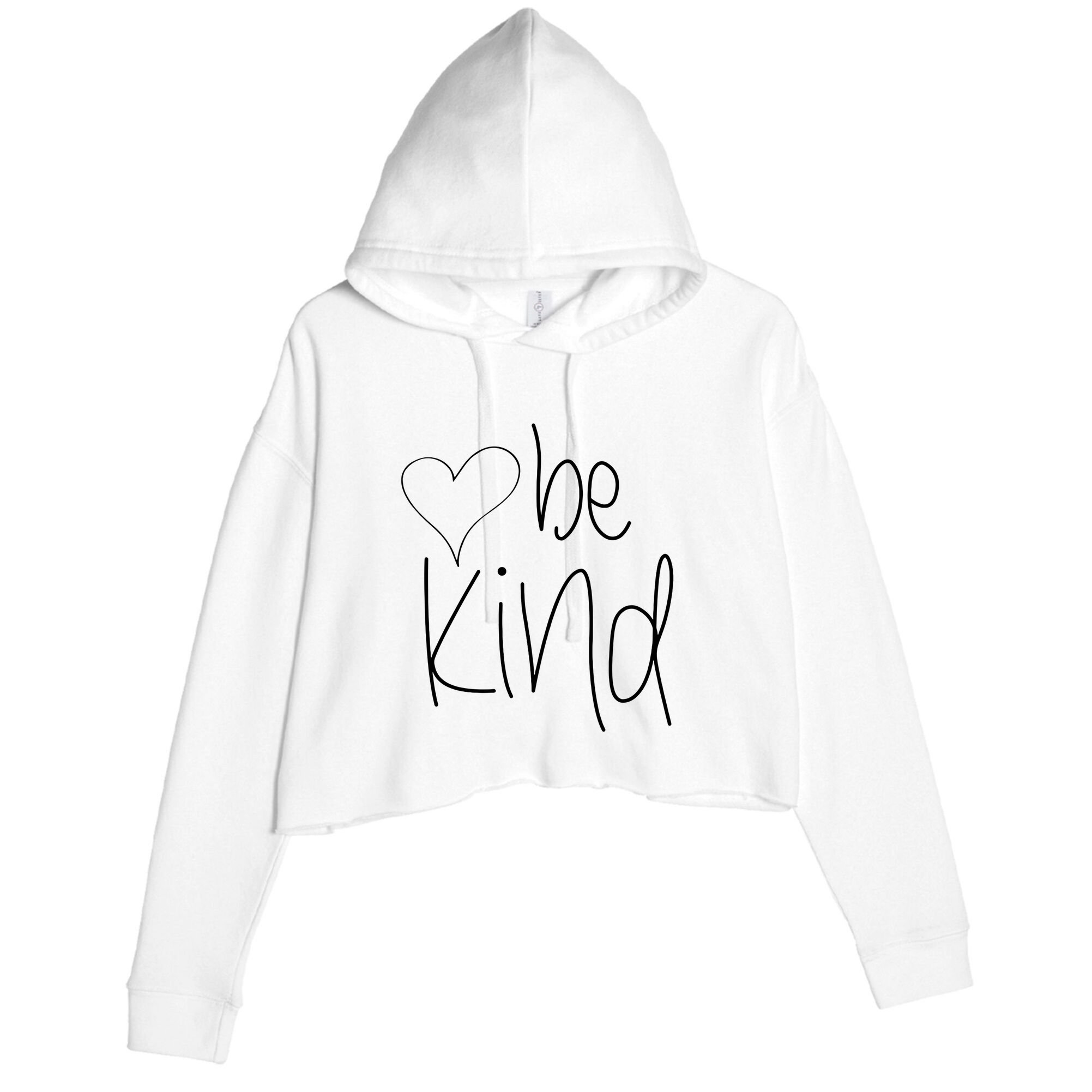 Be Kind Heart Love Blessed Grateful Crop Fleece Hoodie