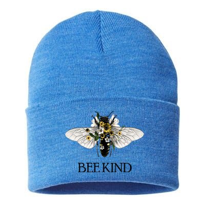 Bee Kind Help Preserve Them Save Our Bees Graphic Gift Sustainable Knit Beanie