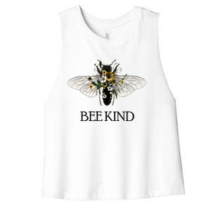 Bee Kind Help Preserve Them Save Our Bees Graphic Gift Women's Racerback Cropped Tank