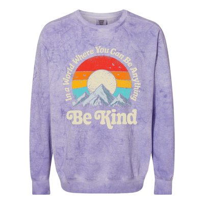 Be Kind In A World Where You Can Be Anything Kindness Colorblast Crewneck Sweatshirt