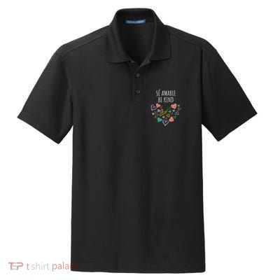 Be Kind In Spanish Se Amable Hearts Women And Girl Inspiring Dry Zone Grid Polo