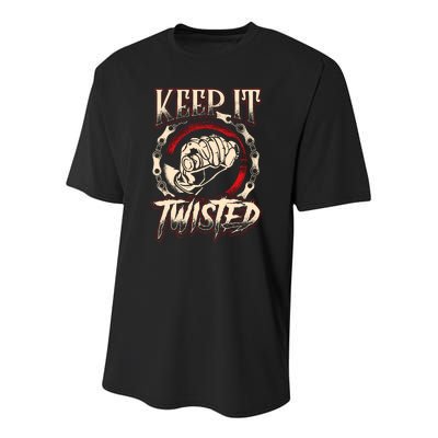 Biker Keep It Twisted Funny Motorbike Dirt Or Racing Youth Performance Sprint T-Shirt