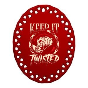 Biker Keep It Twisted Funny Motorbike Dirt Or Racing Ceramic Oval Ornament