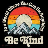Be Kind In A World Where You Can Be Anything Kindness Retro Stripe Pom Pom Beanie