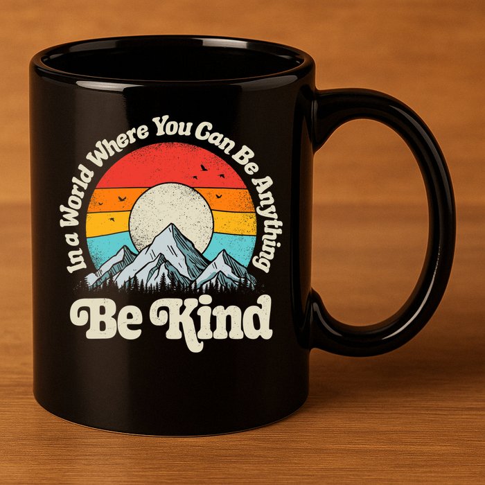 Be Kind In A World Where You Can Be Anything Kindness Retro 11oz C Handle Ceramic Mug