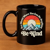 Be Kind In A World Where You Can Be Anything Kindness Retro 11oz C Handle Ceramic Mug