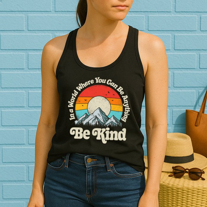 Be Kind In A World Where You Can Be Anything Kindness Retro Womens Tank Top