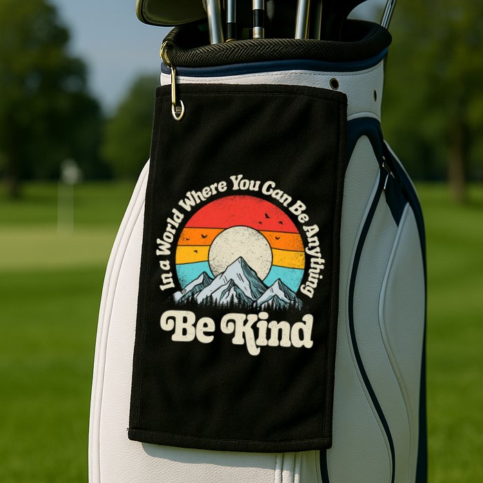 Be Kind In A World Where You Can Be Anything Kindness Retro Golf Towel