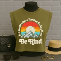 Be Kind In A World Where You Can Be Anything Kindness Retro Garment-Dyed Women's Muscle Tee