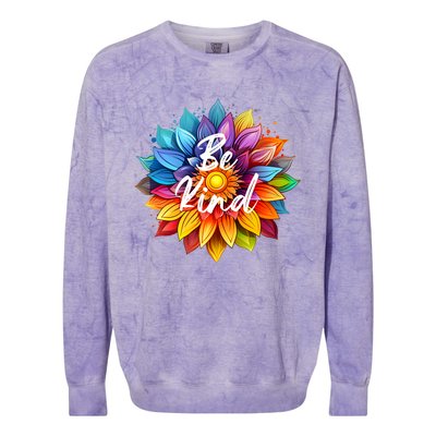 Be Kind In A Colorful Sunflower Colorblast Crewneck Sweatshirt