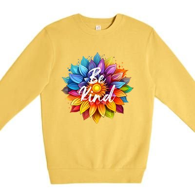 Be Kind In A Colorful Sunflower Premium Crewneck Sweatshirt