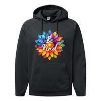 Be Kind In A Colorful Sunflower Performance Fleece Hoodie