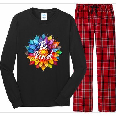 Be Kind In A Colorful Sunflower Long Sleeve Pajama Set