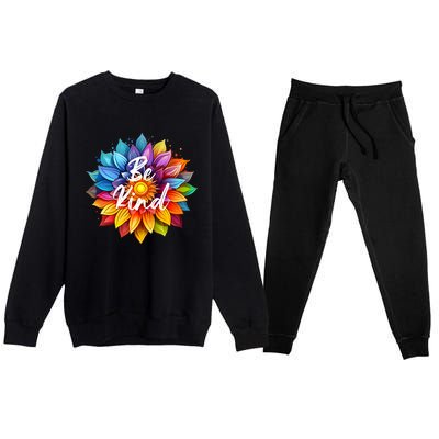 Be Kind In A Colorful Sunflower Premium Crewneck Sweatsuit Set