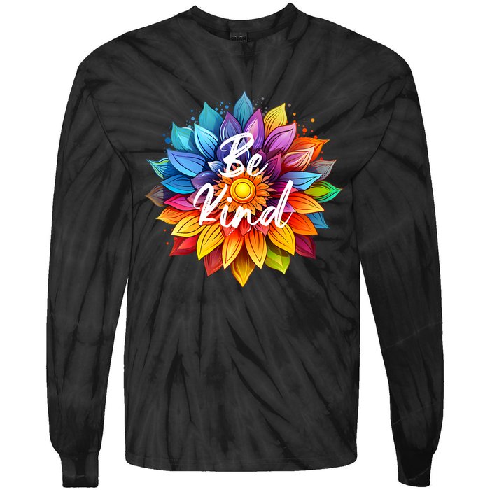 Be Kind In A Colorful Sunflower Tie-Dye Long Sleeve Shirt