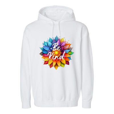 Be Kind In A Colorful Sunflower Garment-Dyed Fleece Hoodie