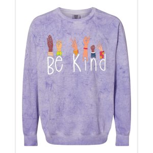 Be Kind Interpreter ASL Teacher Hand Sign Language Colorblast Crewneck Sweatshirt