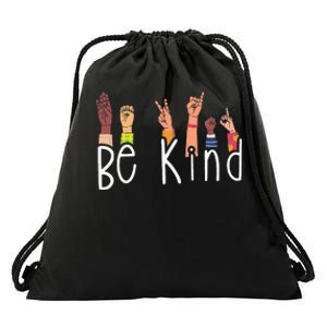 Be Kind Interpreter ASL Teacher Hand Sign Language Drawstring Bag