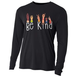 Be Kind Interpreter ASL Teacher Hand Sign Language Cooling Performance Long Sleeve Crew