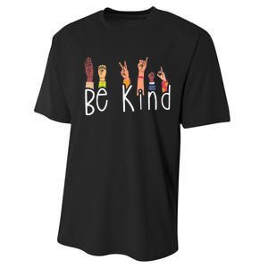 Be Kind Interpreter ASL Teacher Hand Sign Language Performance Sprint T-Shirt