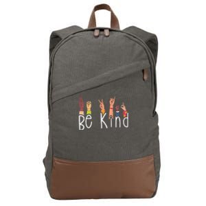 Be Kind Interpreter ASL Teacher Hand Sign Language Cotton Canvas Backpack